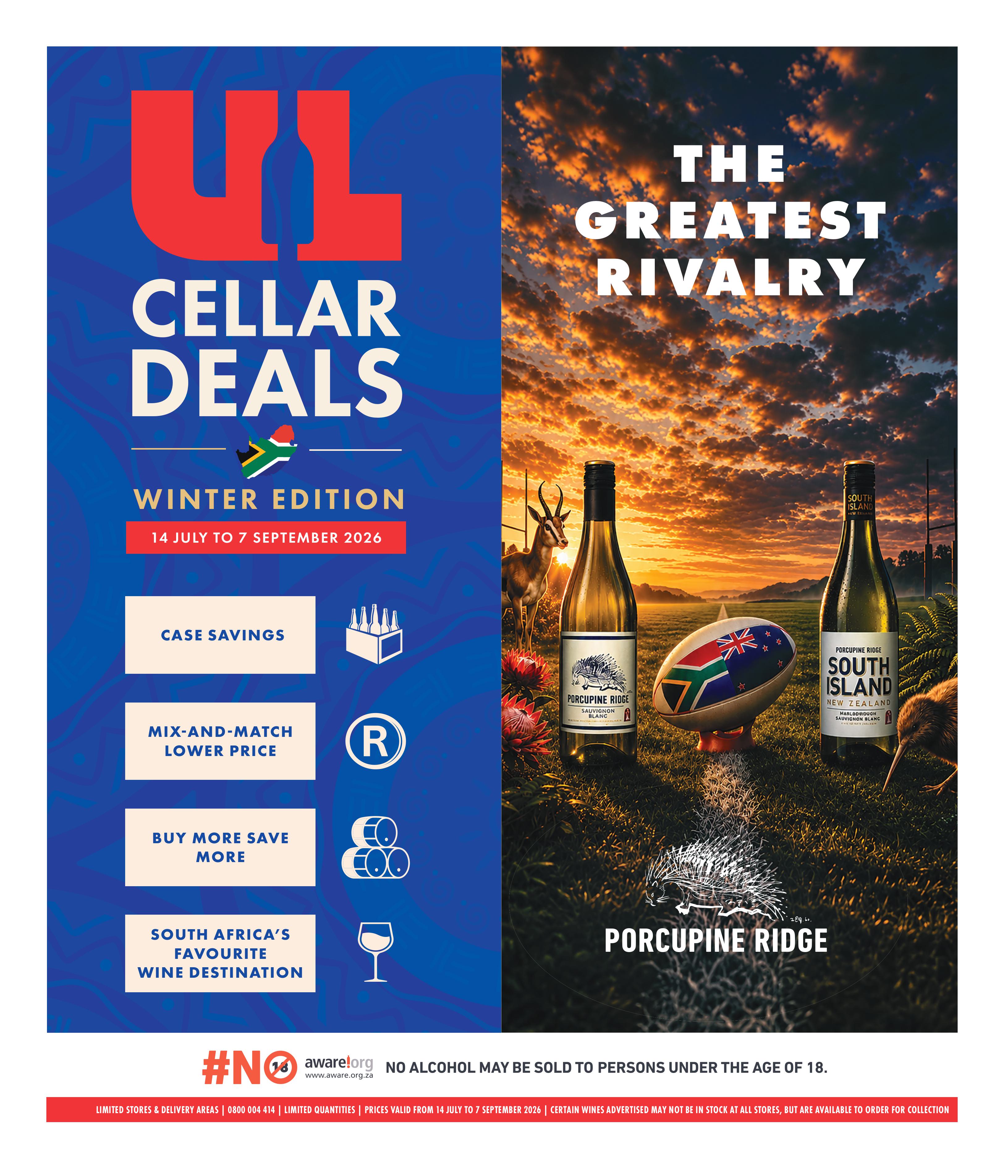 Ultra Liquors Cellar Deals Broadsheet Winter Edition featuring Porcupine Ridge - The Greatest Rivalry.